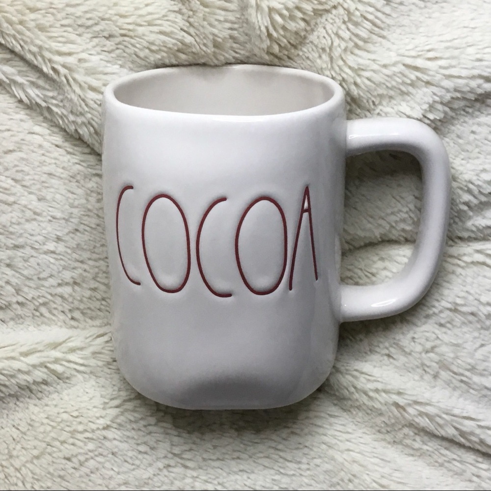 Rae Dunn LL COCOA Ceramic Mug Red Font NWT New